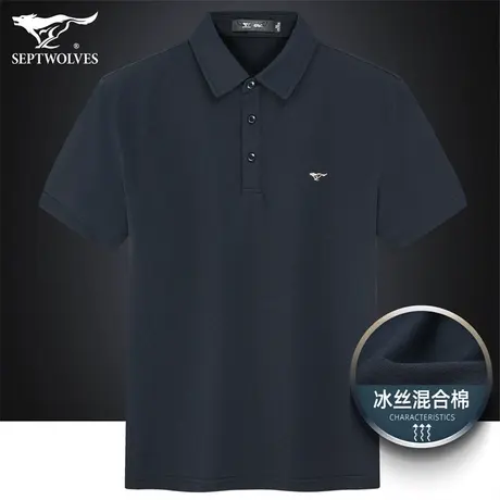 七匹狼狼族生活短袖男t恤衫夏季男士时尚百搭抗菌防螨翻领POLO衫商品大图