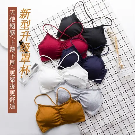 抹胸内衣女学生夏季打底防走光聚拢吊带胸垫一体式裹胸美背心新款商品大图