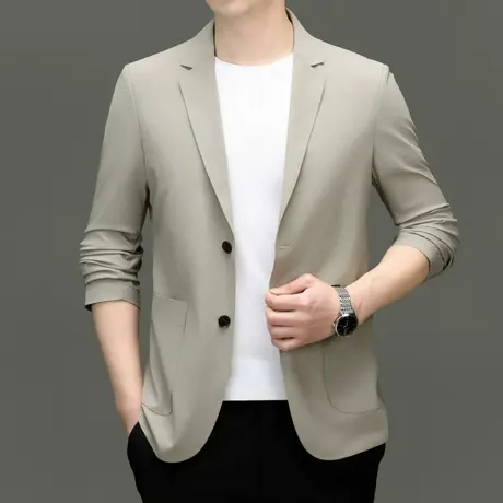 夏季高档男士冰丝无痕防晒西服外套纯色薄款小西装上衣服韩版修身图片