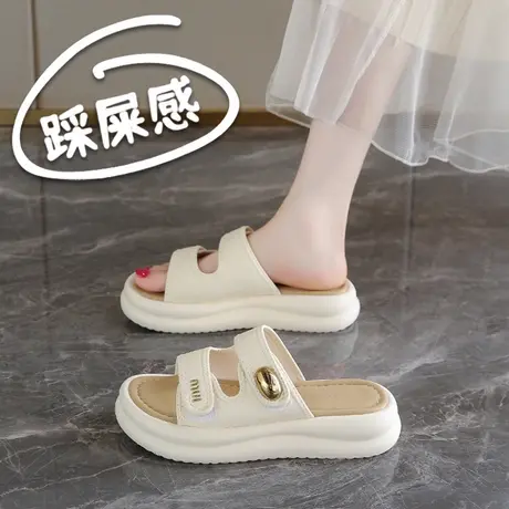 爆款厚底凉鞋女夏季外穿防滑2025新款孕妇凉鞋一字带配裙子凉拖鞋商品大图