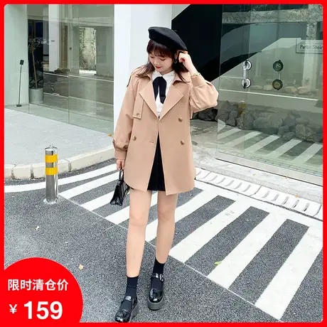 2021秋冬新款显瘦百搭胖MM加肥加大中长款气质英伦风衣外套女大码商品大图