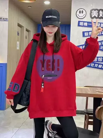 秋季新款爆款烫钻字母口袋拉链连帽卫衣女韩版宽松遮肉上衣ins潮商品大图