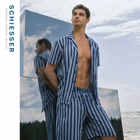 SCHIESSER舒雅男士纯棉柔软亲肤透气印花睡衣家居服套装22587H图片