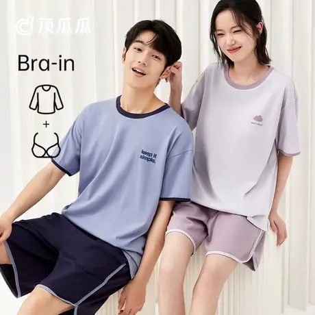 顶瓜瓜睡衣女款2025新款夏款顶呱呱男纯棉情侣短袖短裤家居服套装商品大图