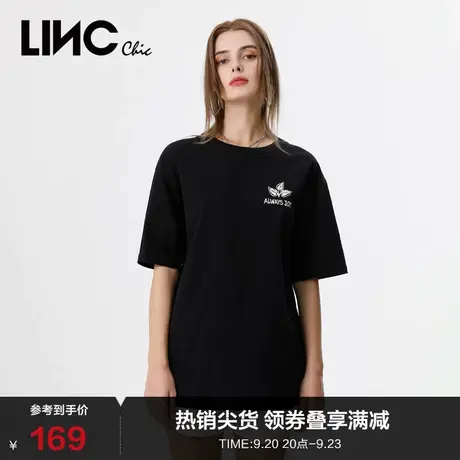 LINCCHIC金羽杰T恤女印花图案时尚短袖女T恤上衣S221TS211图片