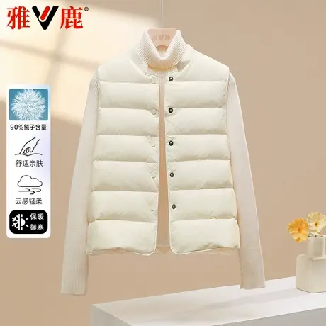 雅鹿2025秋冬新款羽绒服女轻薄保暖内胆马甲小个子短款妈妈装背心商品大图