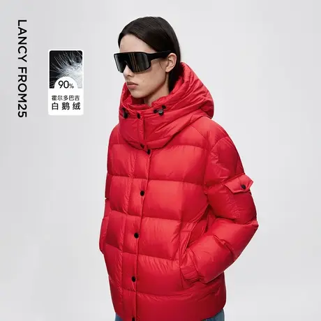 朗姿霍尔多巴吉白鹅绒羽绒服直筒短款百搭职业通勤风外套新款冬衣商品大图