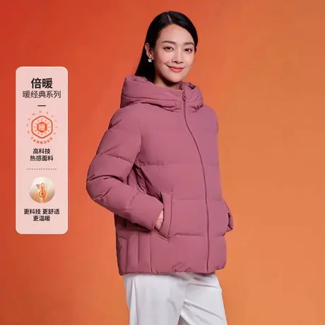 【蓄热内里】坦博尔中老年羽绒服女短款连帽妈妈宽松保暖外套冬图片