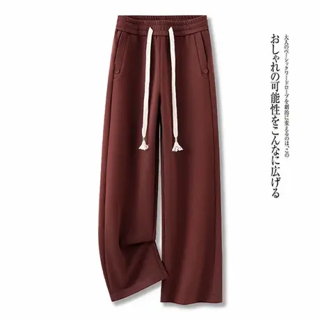 拉夏贝尔阔腿休闲裤女秋季2025新款垂感显瘦窄版高级感直筒裤子商品大图