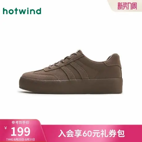 热风男鞋冬季新款男士时尚学院风休闲鞋子圆头系带舒适板鞋商品大图