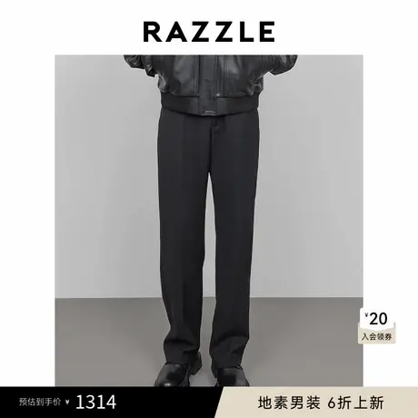 RAZZLE 地素男装黑色2025春季羊毛精纺长裤商品大图