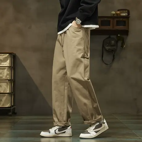 唐狮秋冬休闲长裤男卡其色小脚裤基本直筒时尚休闲日系风穿搭TUTA商品大图
