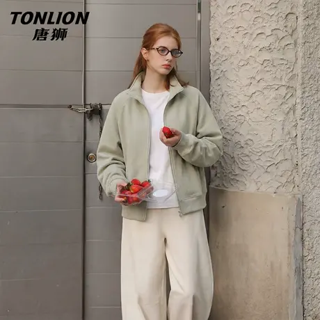 唐狮官方短款女士外套2026新款今年流行爆款春立领宽松运动上衣VC图片