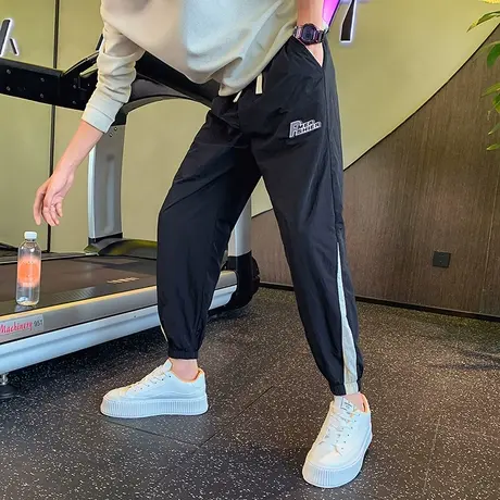 秋季爆款字母印花束脚运动裤男九分宽松个性潮牌潮韩版哈伦休闲裤商品大图