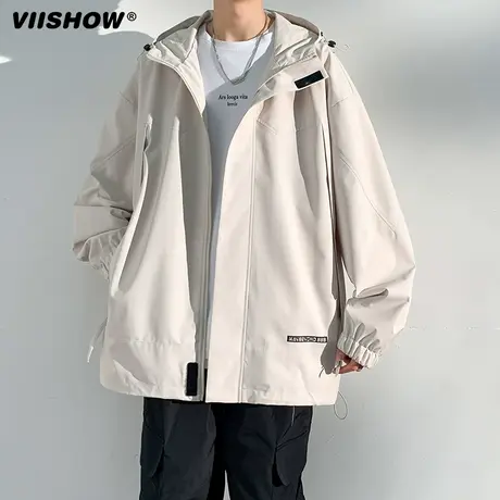 VIISHOW冲锋衣2023秋季新款外套男日系连帽上衣男生宽松百搭夹克商品大图