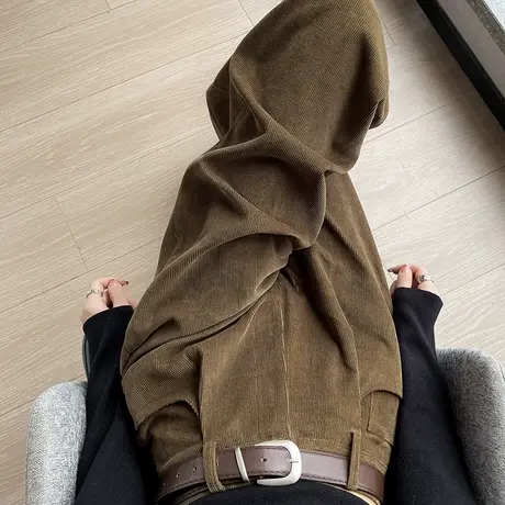 雪尼尔阔腿西装裤女冬季加厚高腰垂感宽松休闲条绒裤灯芯绒拖地裤商品大图