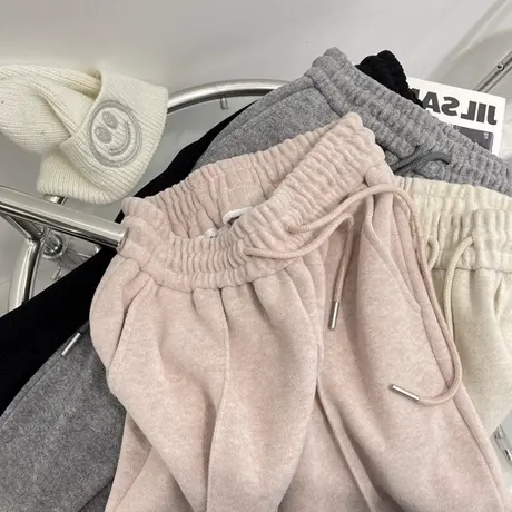 高腰垂感休闲直筒裤女春秋装百搭韩版宽松运动阔腿拖地长裤ins潮图片