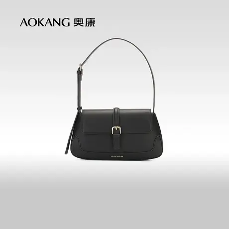 【门店发货】奥康女士单肩包2023新款时尚简约黑色经典腋下包气质商品大图