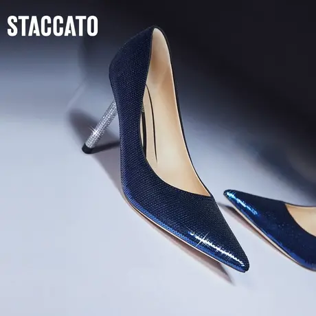 思加图新款星空鞋尖头单鞋晚宴细高跟鞋婚鞋女鞋ED708CQ2图片