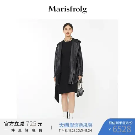 【商场同款】玛丝菲尔女装21冬季新款黑色绵羊皮衣A1BW3605P图片