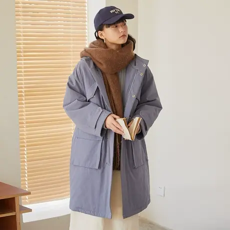 omont蛋挞家 宽松连帽工装棉服oversize女派克服棉衣外套冬季新款商品大图