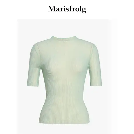 【言选好物】玛丝菲尔夏季新款牛油果绿针织上衣短袖T恤女图片