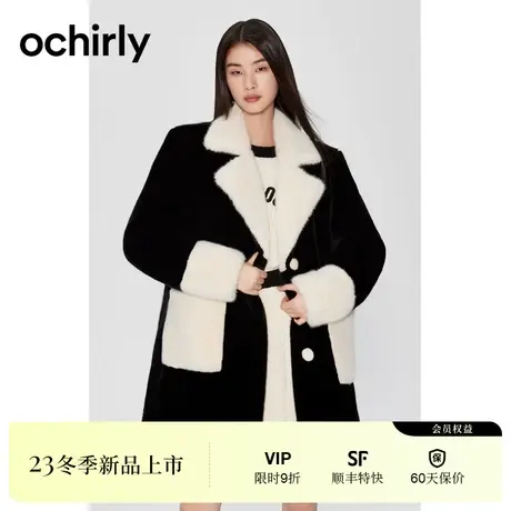 【高级环保皮草】欧时力 仿貂毛中长外套女2023新款冬装大衣保暖图片