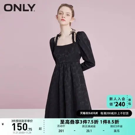ONLY奥莱夏季复古方领提花短款A字娃娃裙连衣裙女图片