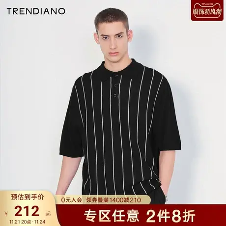 TRENDIANO潮牌官方春夏男装时尚运动简约百搭针织衫短袖翻领毛衣商品大图