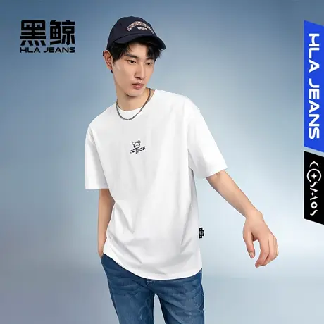 黑鲸HLAJEANS海澜之家旗下潮牌夏季简约圆领短袖t恤男士潮流宽松图片