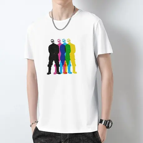 莫代尔短袖t恤男士圆领白色上衣服冰丝凉感半袖夏季潮流速干体恤商品大图