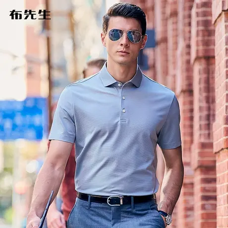 MrBu布先生60%桑蚕丝亲肤短袖T恤男夏季商务中年男装AT12101商品大图