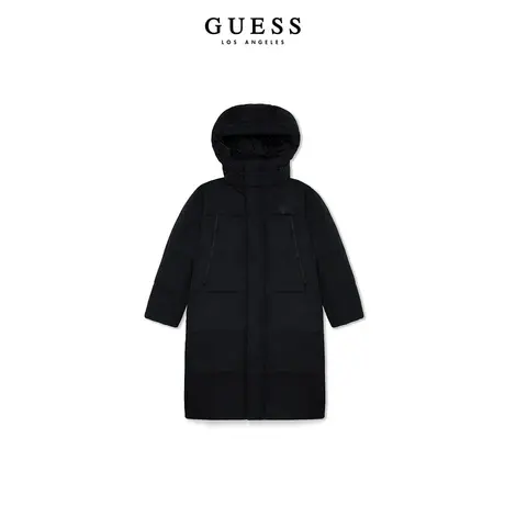 GUESS男士长款时尚经典款通勤保暖连帽羽绒服-MN4W5885图片