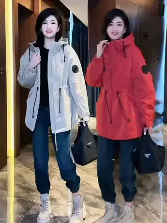 欧货中长款工装夹棉风衣外套女2023秋冬新款韩范宽松收腰显瘦外衣商品大图