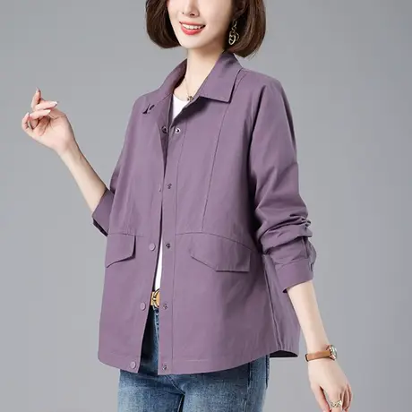 妈妈春秋装薄款衬衫外套女宽松加肥大码女装中年休闲百搭显瘦衬衣商品大图