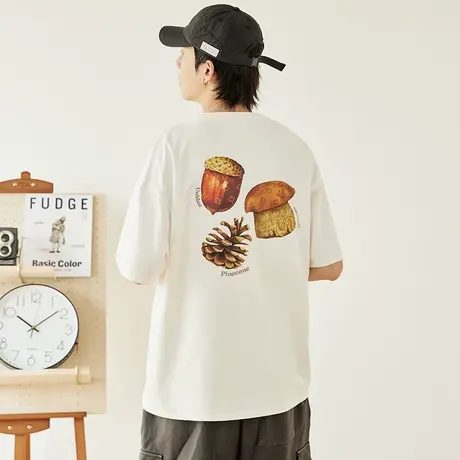 日系复古原宿风重磅男t恤短袖夏季2023新款男款潮牌潮流白色体恤图片