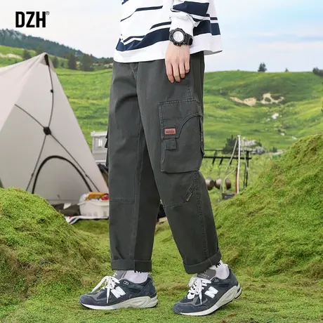 男士深灰色工装裤男宽松直筒潮牌裤子2023新款直筒裤百搭休闲长裤商品大图