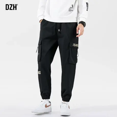男士黑色机能工装裤男宽松束脚裤子休闲裤宽松百搭九分裤秋季男裤商品大图