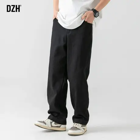 男士显瘦直筒裤男秋季新款男款裤子美式高街休闲裤工装裤黑色长裤图片