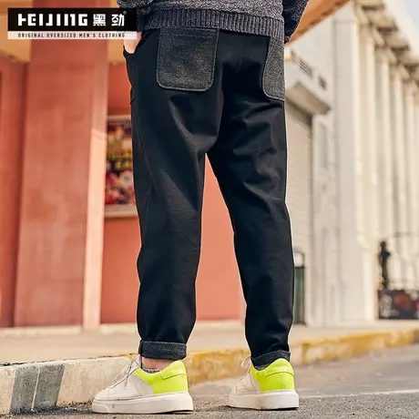 黑劲胖子裤子男秋冬加肥加大运动裤韩版潮流宽松直筒大码休闲裤商品大图