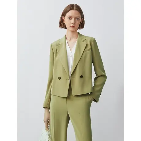 朗姿秋季奥莱短款休闲西装外套通勤职业OL长袖西服女装商场同款图片