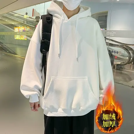 春秋款连帽卫衣男款潮牌外穿外套2023秋季新款男士加绒加厚打底衫商品大图