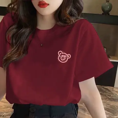 纯欲风打底衫2024年新款春秋季落肩女设计感短袖T恤中长款上衣潮商品大图