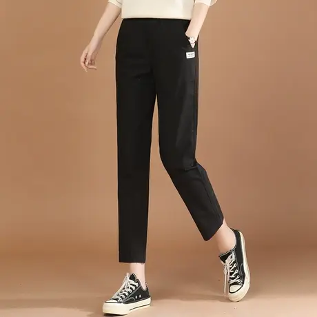 【1月11日春装上新8折】松紧高腰宽松休闲裤女百搭显瘦九分哈伦裤图片