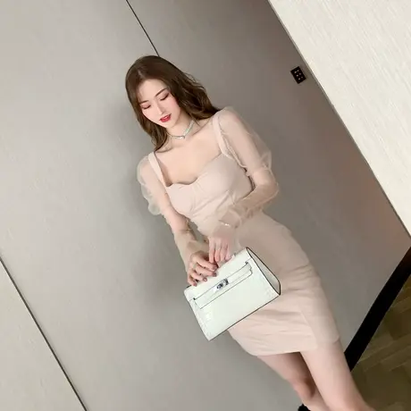 小个子晚礼服女宴会性感抹胸敬酒服名媛气质法式方领包臀连衣裙秋商品大图