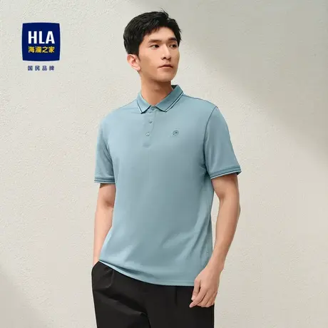 HLA/海澜之家丝光棉短袖POLO衫2024春夏新款商务透气翻领上衣男图片