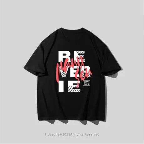 Ohlyah重磅字母简约短袖男潮牌美式学生t恤纯棉宽松大码百搭半袖图片