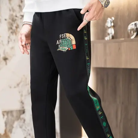 男士棉长裤潮流九分裤个性束脚裤欧版休闲裤2023秋冬新款男装裤子商品大图