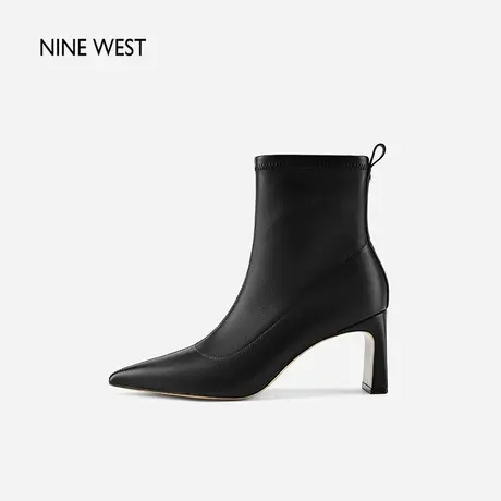 Nine West/玖熙简约弹力法式裸靴2023秋新款尖头干练短靴瘦瘦靴女图片