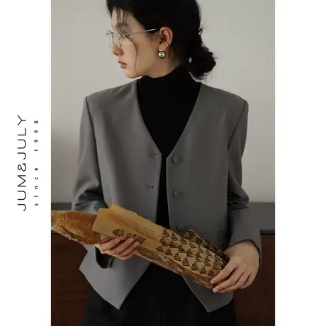 2023年春秋新款短外套女设计感小众上衣时尚小个子休闲西装高级感商品大图